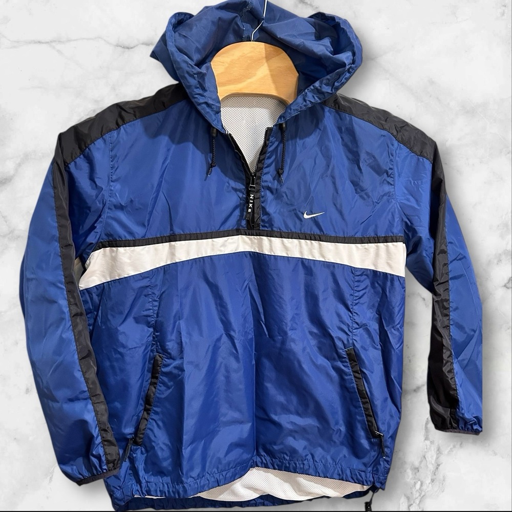 VTG Sz LARGE Mens‎ Nike Windbreaker Color Block Hooded Jacket 90s Y2K